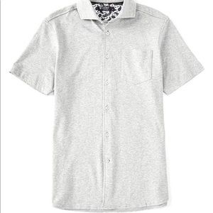 Cremieux Solid Short-Sleeve Coatfront Knit Shirt.